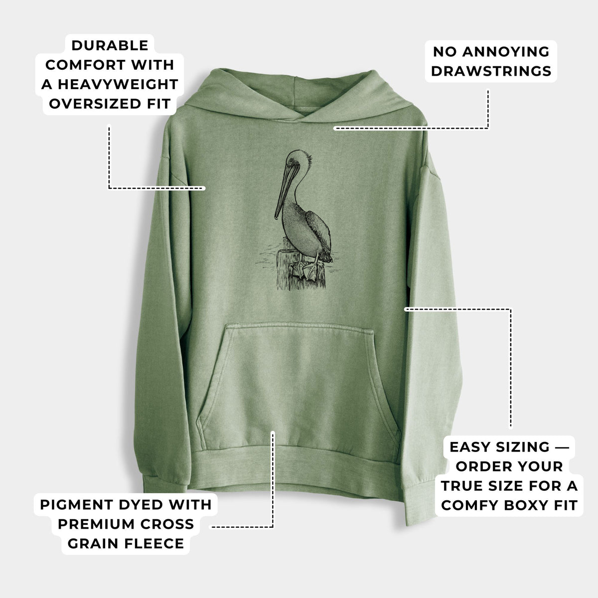 Pelecanus occidentalis - Brown Pelican  - Urban Heavyweight Hoodie