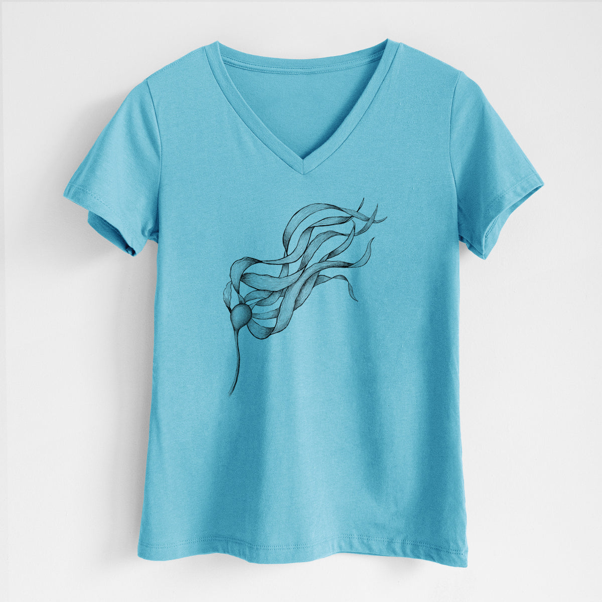 Bull Kelp - Nereocystis Luetkeana - Women&#39;s Lightweight Relaxed Fit 100% Cotton V-neck