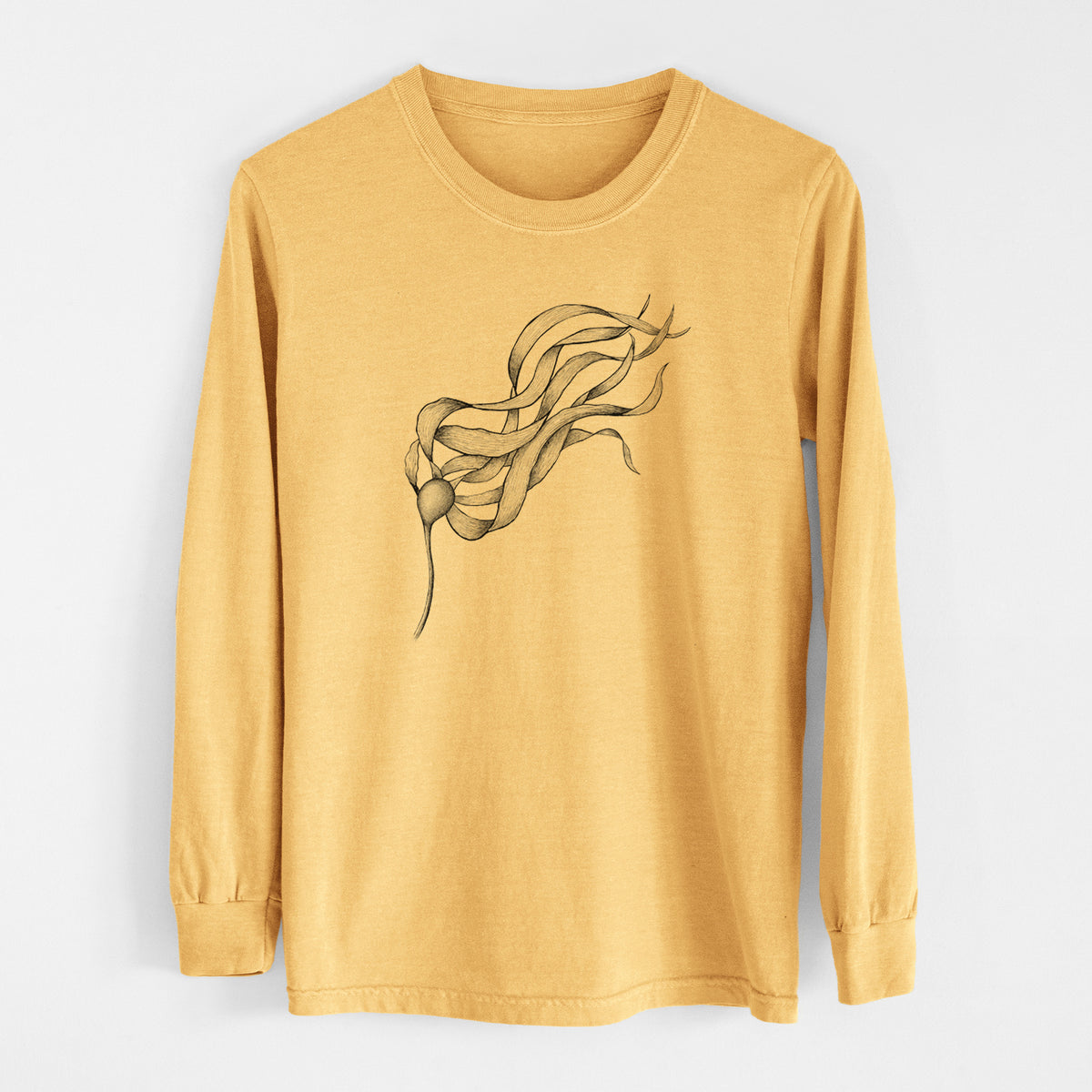 Bull Kelp - Nereocystis Luetkeana - Men&#39;s Heavyweight 100% Cotton Long Sleeve