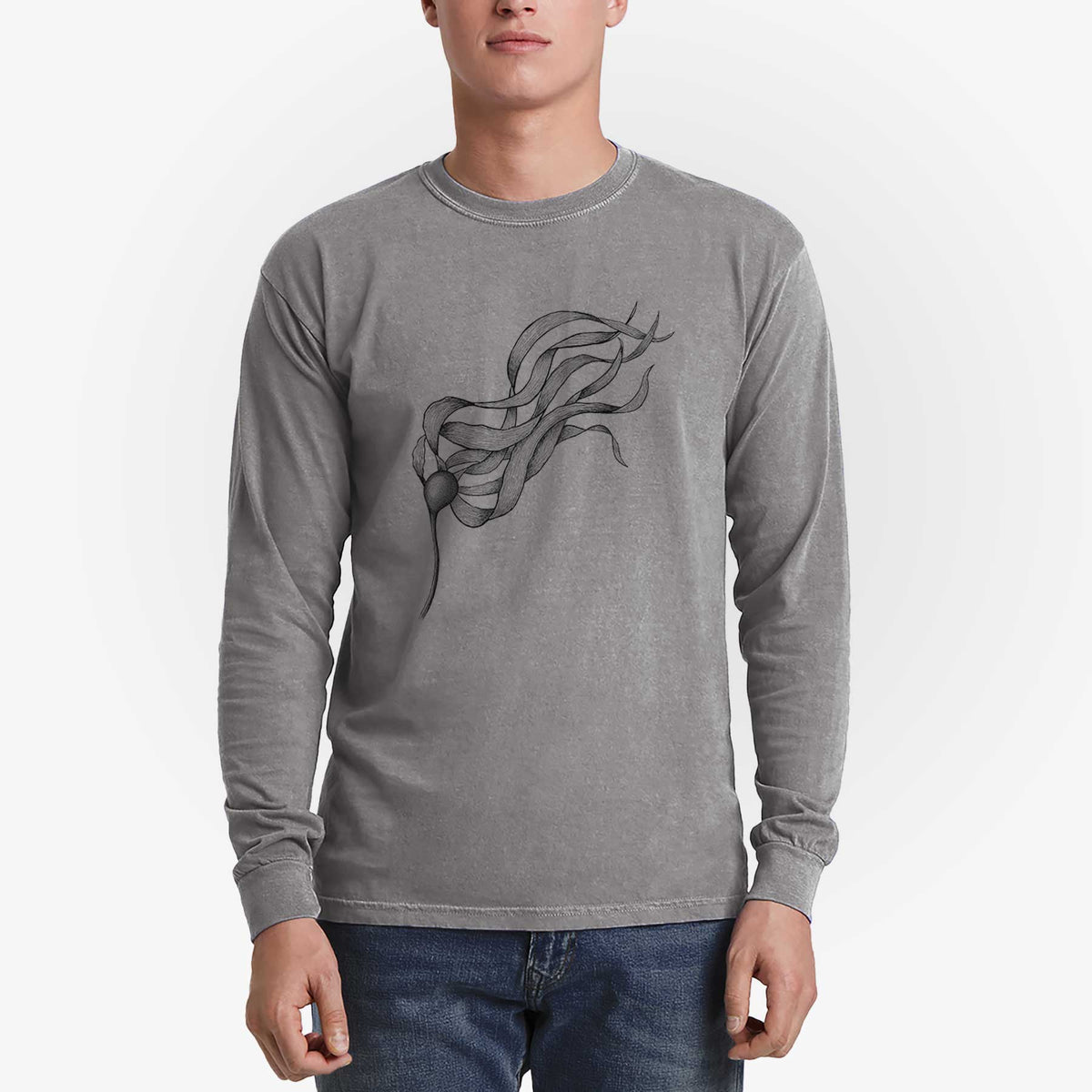 Bull Kelp - Nereocystis Luetkeana - Men&#39;s Heavyweight 100% Cotton Long Sleeve