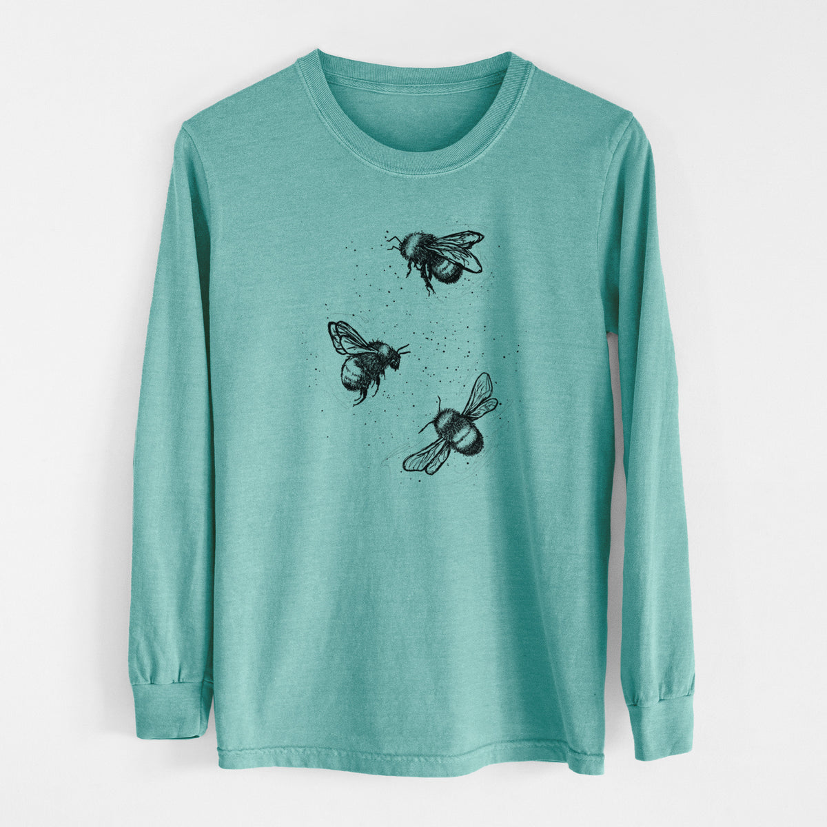 American Bumblebee Trio - Bombus Pensylvanicus - Men&#39;s Heavyweight 100% Cotton Long Sleeve