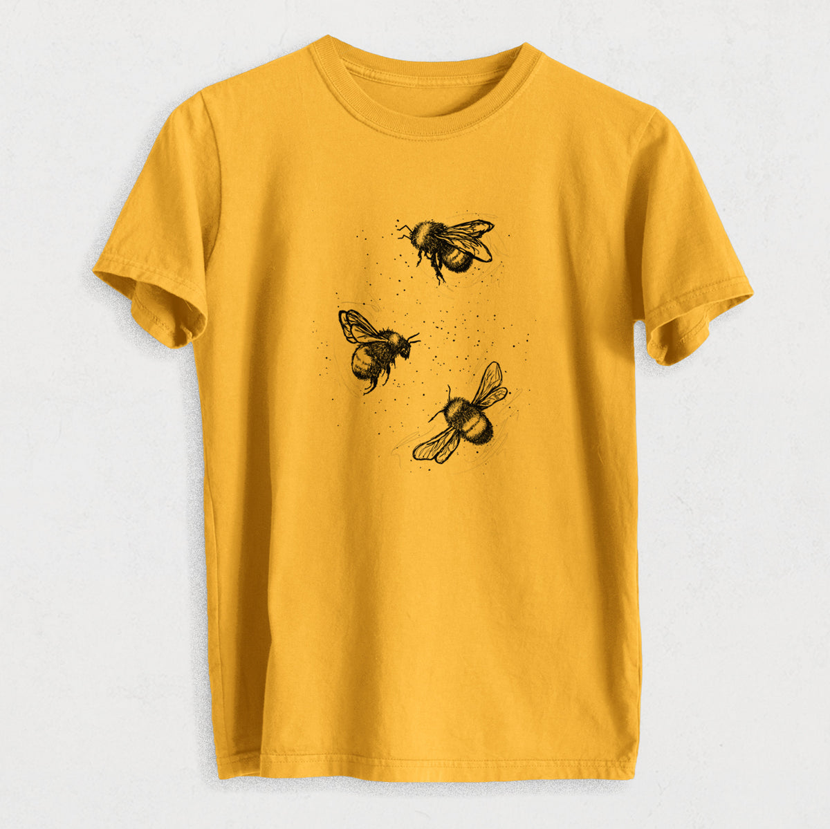 American Bumblebee Trio - Bombus Pensylvanicus - Heavyweight Men&#39;s 100% Organic Cotton Tee