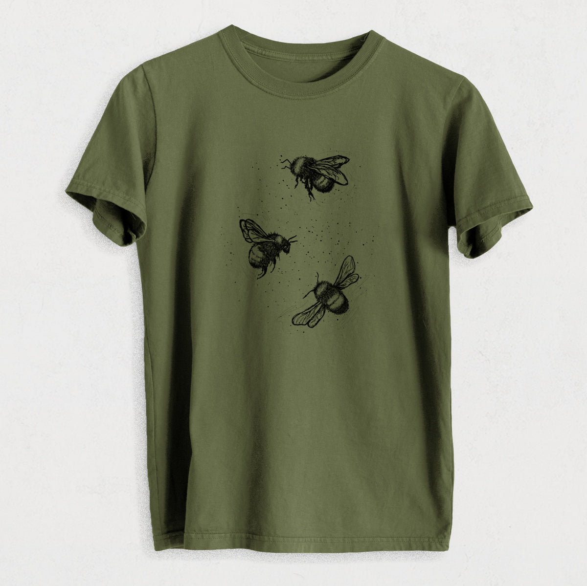 American Bumblebee Trio - Bombus Pensylvanicus - Heavyweight Men&#39;s 100% Organic Cotton Tee