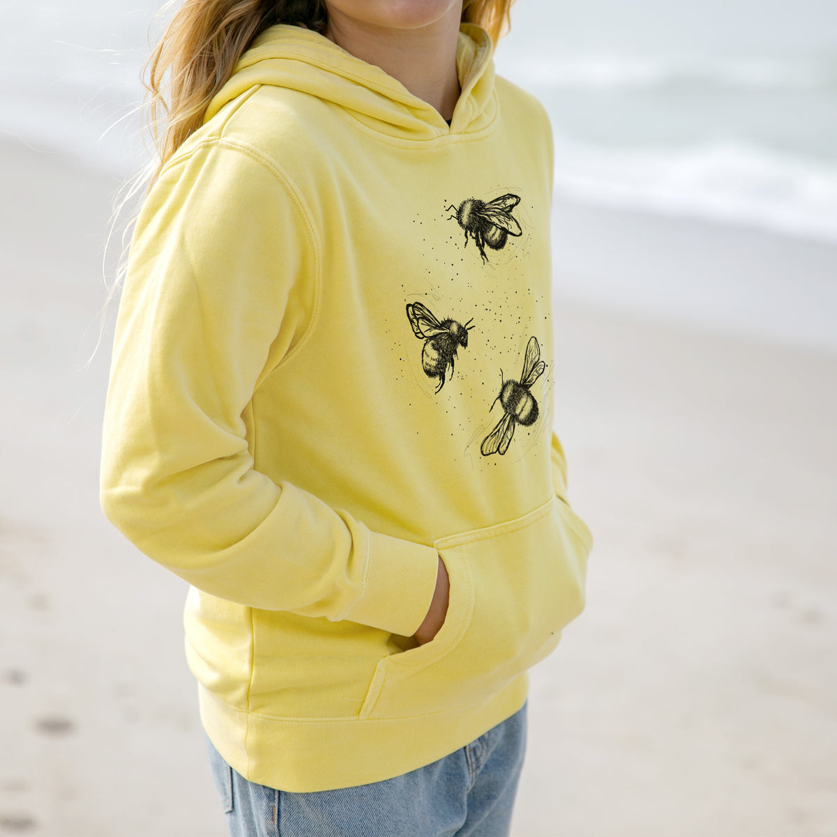 American Bumblebee Trio - Bombus Pensylvanicus - Youth Pigment Dyed Hoodie