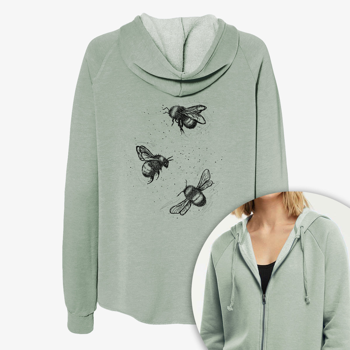 American Bumblebee Trio - Bombus Pensylvanicus - Women's Cali Wave Zip-Up Sweatshirt