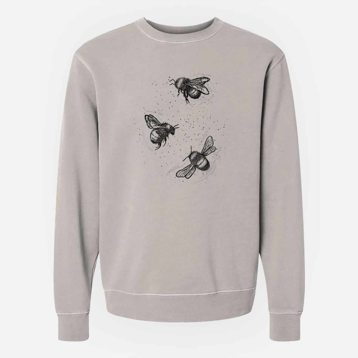 American Bumblebee Trio - Bombus Pensylvanicus - Unisex Pigment Dyed Crew Sweatshirt