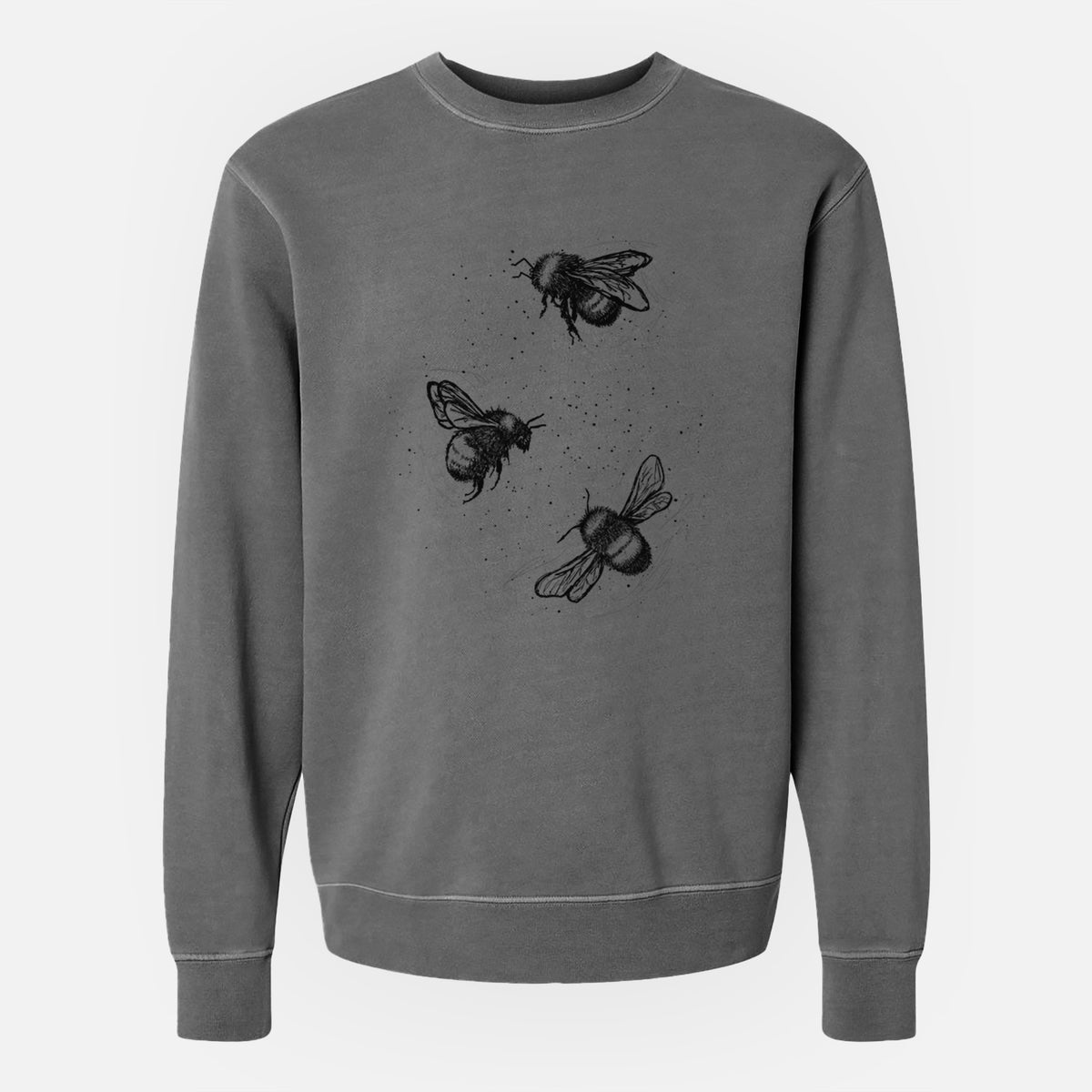 American Bumblebee Trio - Bombus Pensylvanicus - Unisex Pigment Dyed Crew Sweatshirt