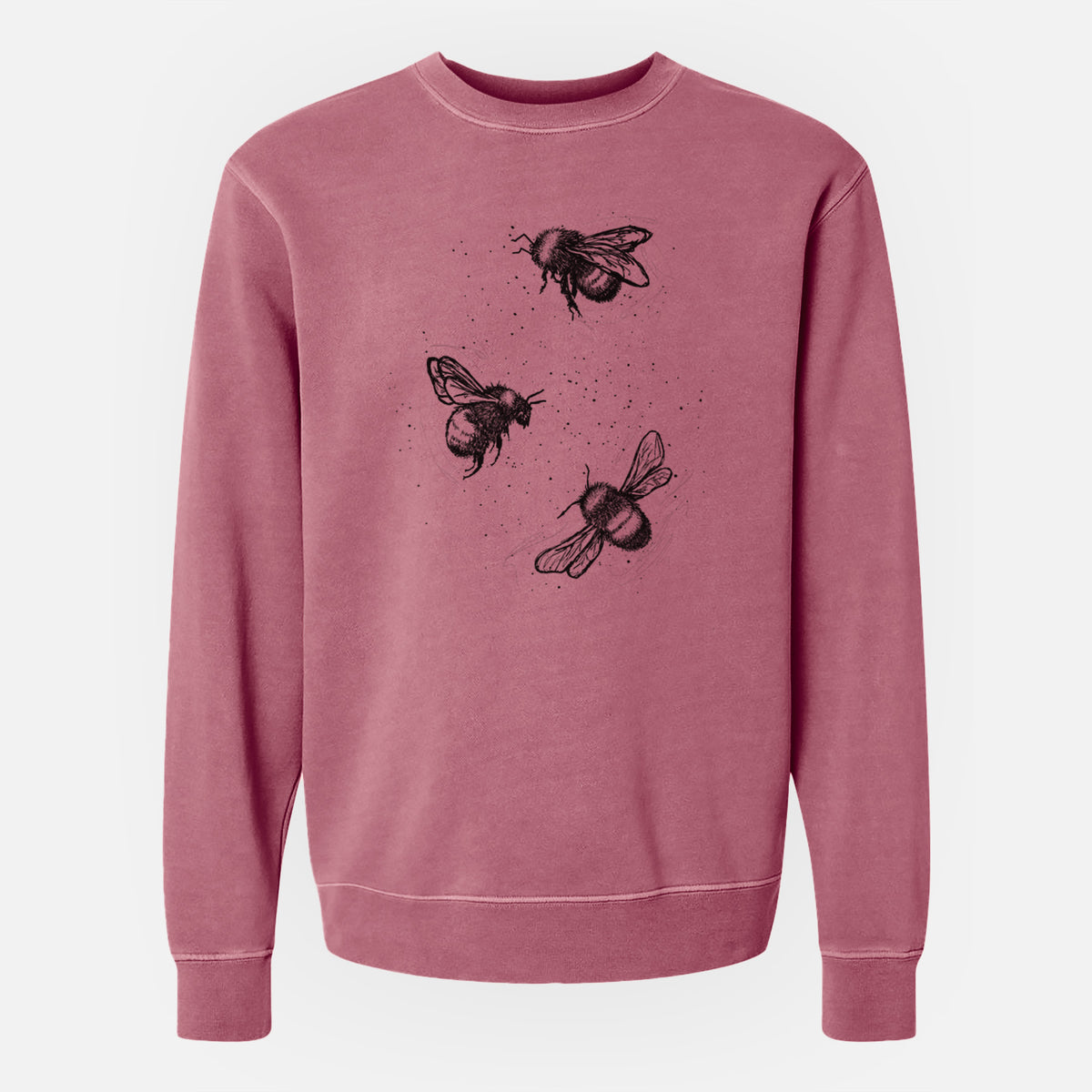 American Bumblebee Trio - Bombus Pensylvanicus - Unisex Pigment Dyed Crew Sweatshirt