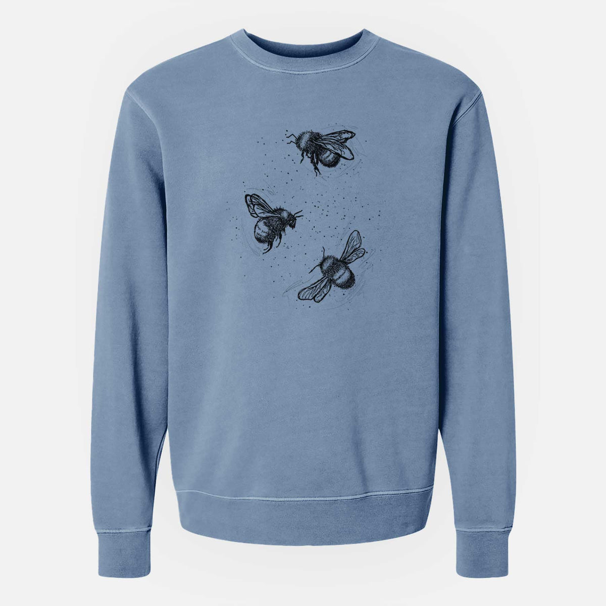 American Bumblebee Trio - Bombus Pensylvanicus - Unisex Pigment Dyed Crew Sweatshirt