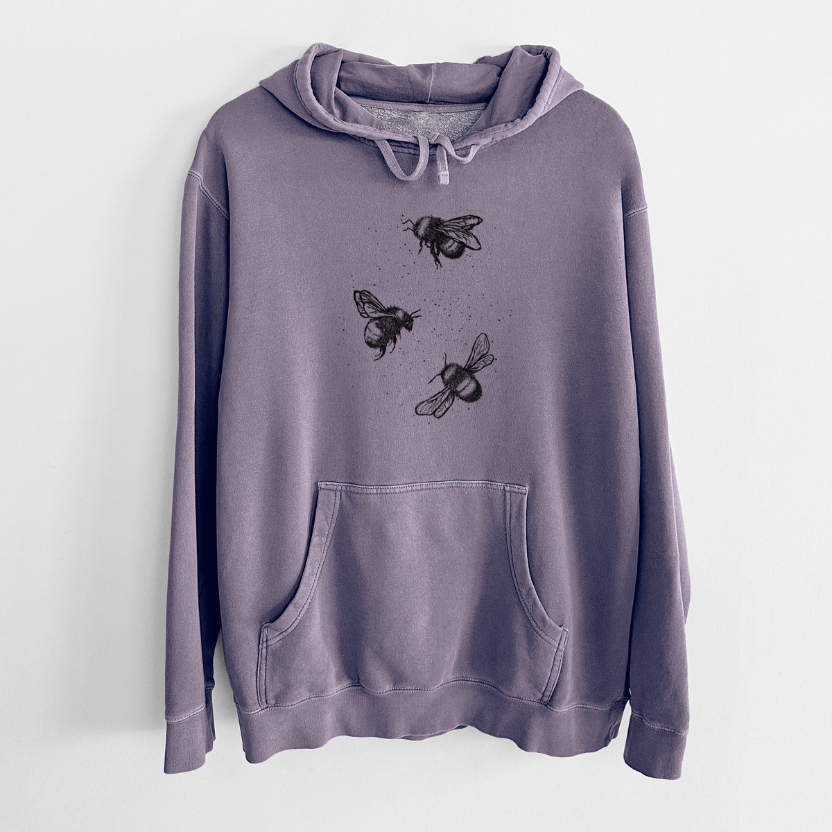 American Bumblebee Trio - Bombus Pensylvanicus - Unisex Pigment Dyed Hoodie