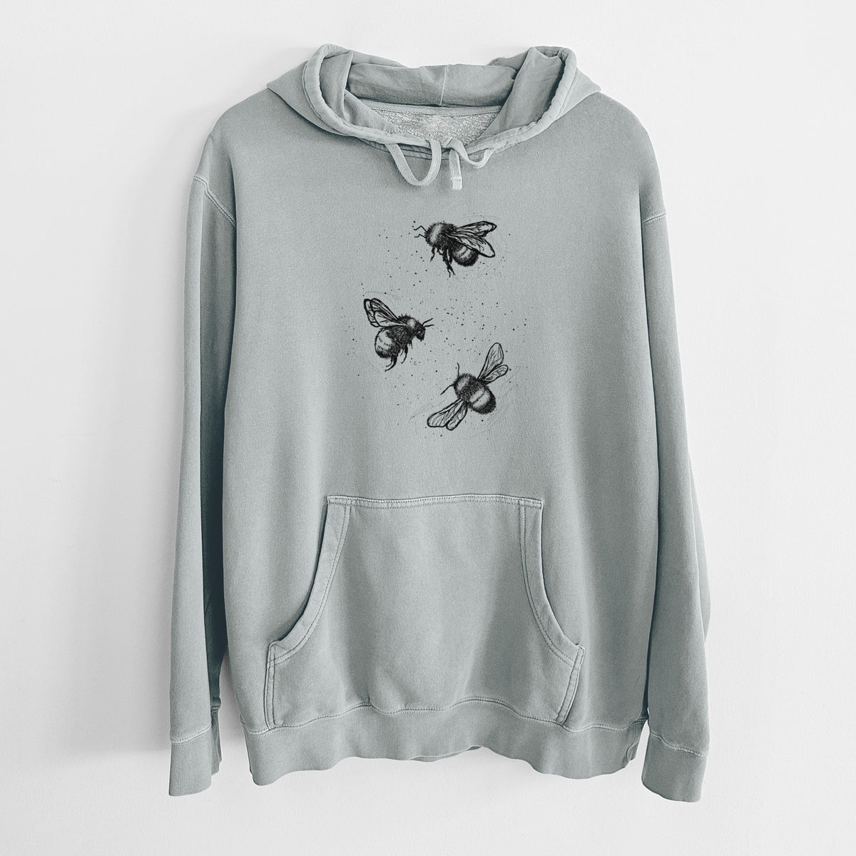 American Bumblebee Trio - Bombus Pensylvanicus - Unisex Pigment Dyed Hoodie