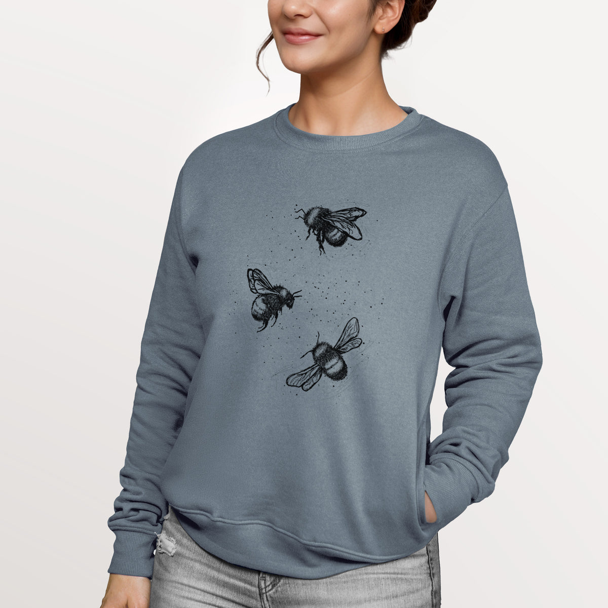 American Bumblebee Trio - Bombus Pensylvanicus  - Unisex Reclaimed Crewneck Sweatshirt