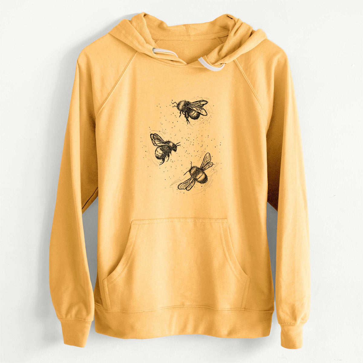 CLEARANCE - American Bumblebee Trio - Bombus Pensylvanicus  - Unisex Slim Fit Loopback Terry Hoodie