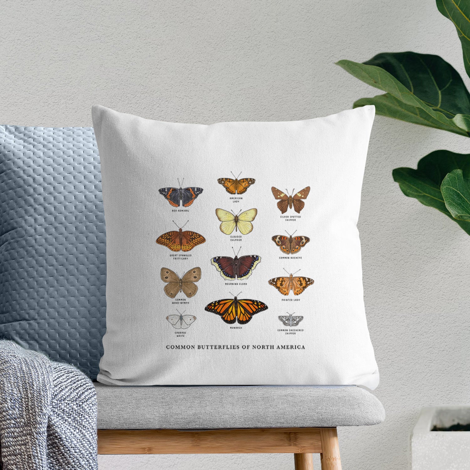Common Butterflies of North America - Throw Pillow Cover