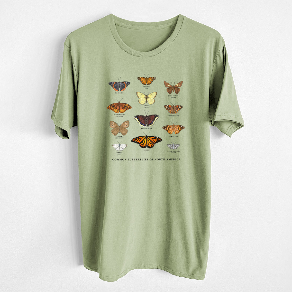 Common Butterflies of North America - Unisex Crewneck - Made in USA - 100% Organic Cotton