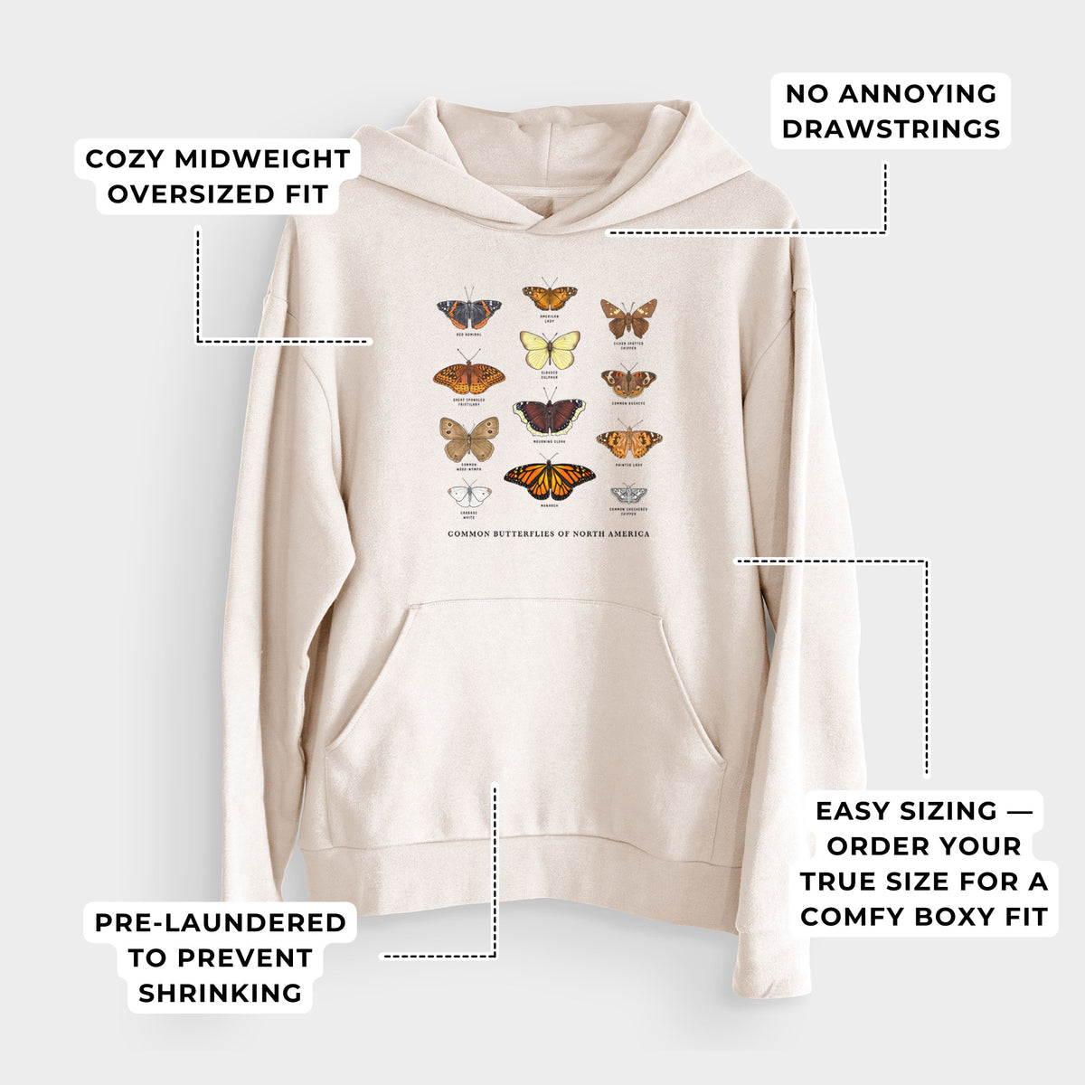 Common Butterflies of North America  - Bodega Midweight Hoodie