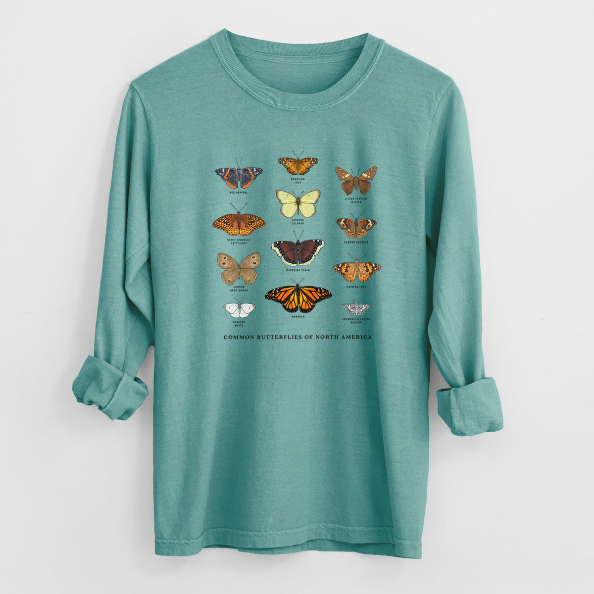 Common Butterflies of North America - Heavyweight 100% Cotton Long Sleeve