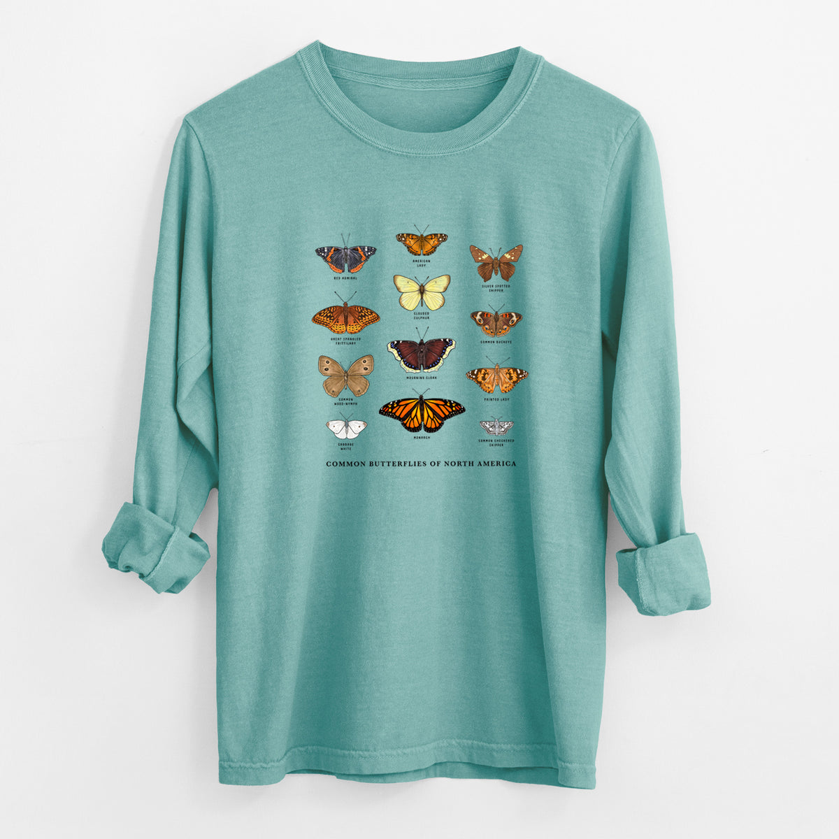 Common Butterflies of North America - Unisex Comfort Colors 100% Cotton Long Sleeve