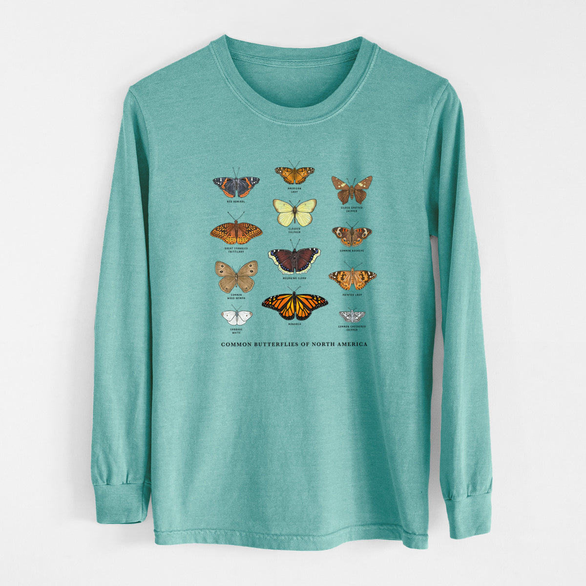 Common Butterflies of North America - Heavyweight 100% Cotton Long Sleeve