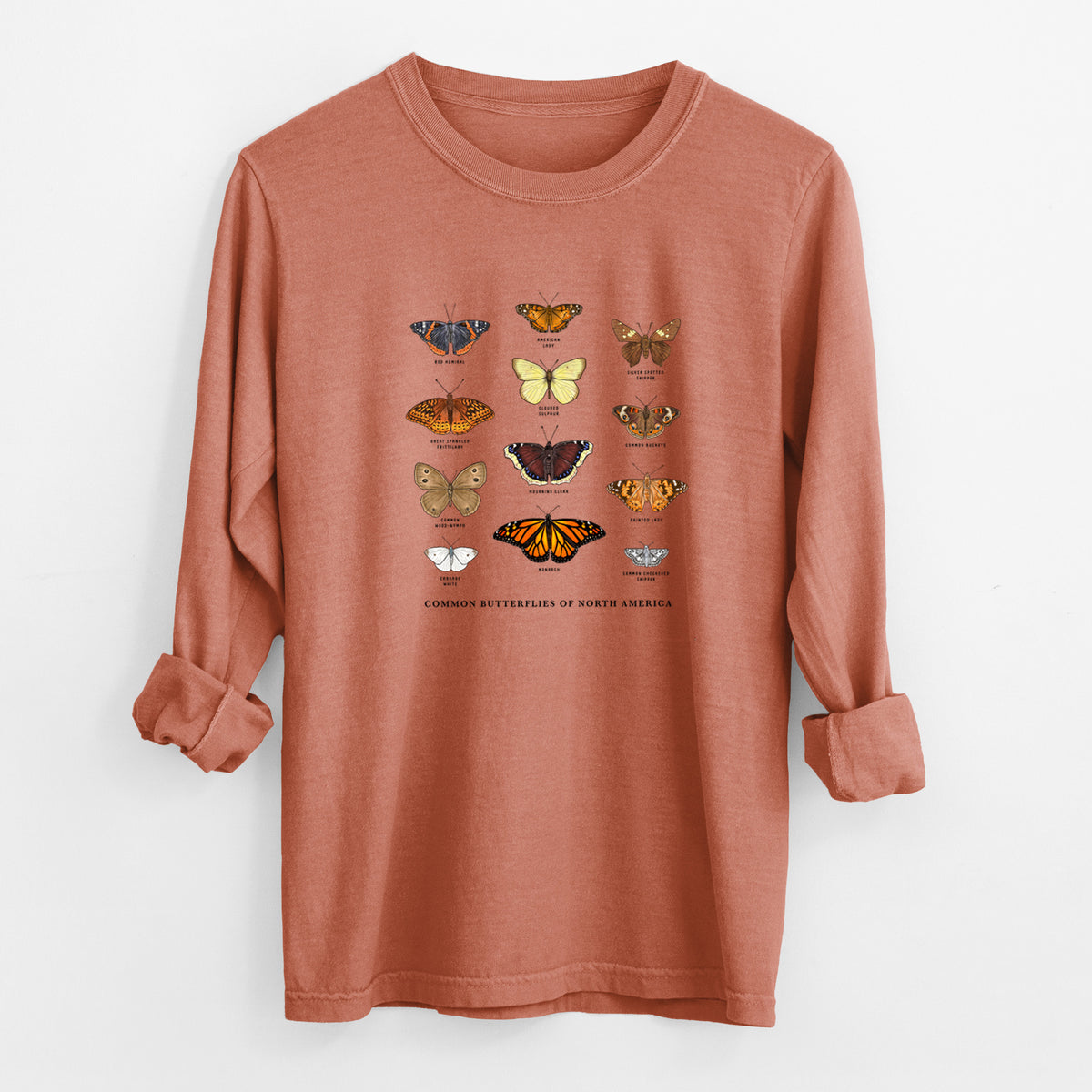 Common Butterflies of North America - Unisex Comfort Colors 100% Cotton Long Sleeve
