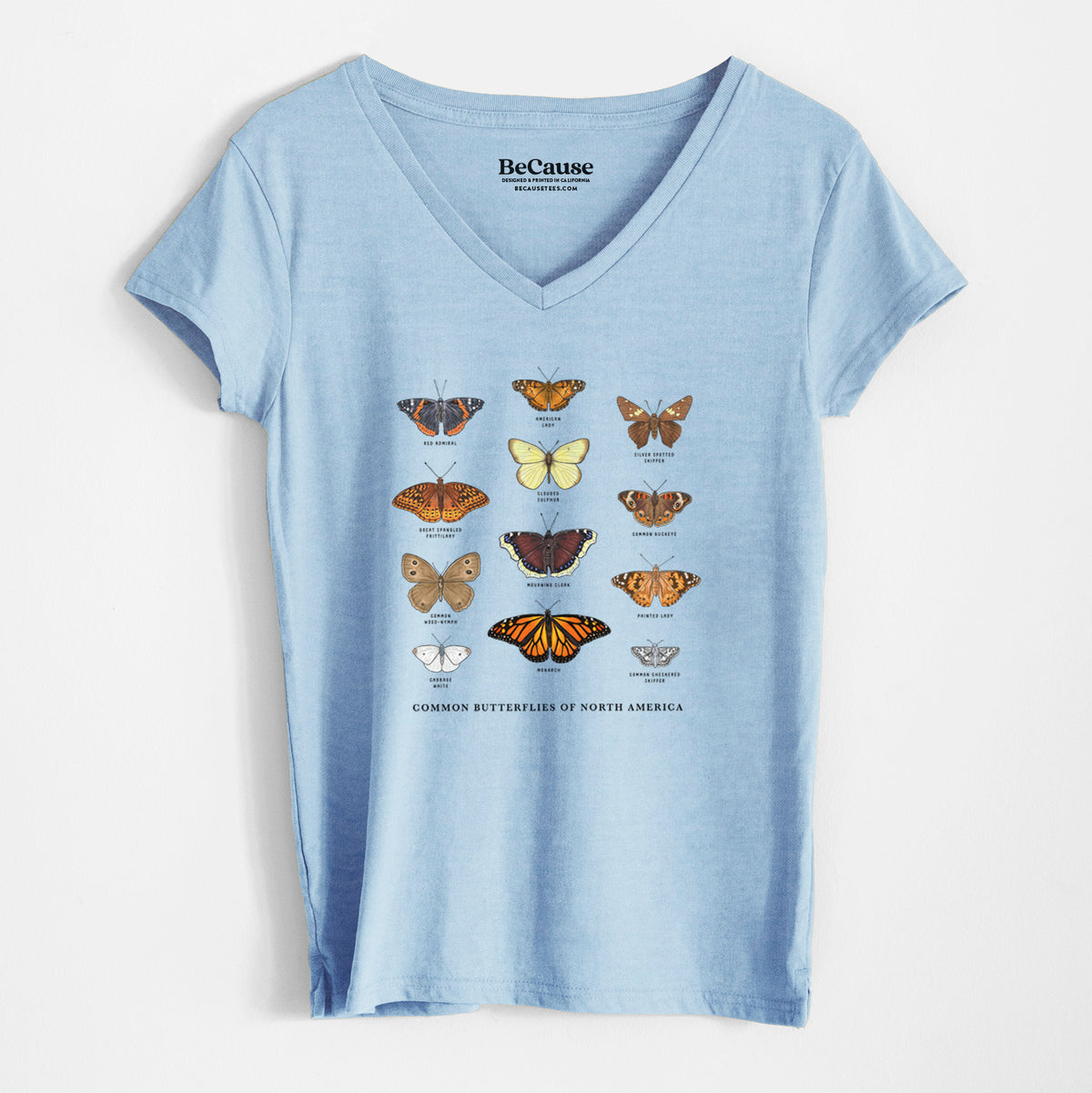 Common Butterflies of North America - Women&#39;s 100% Recycled V-neck