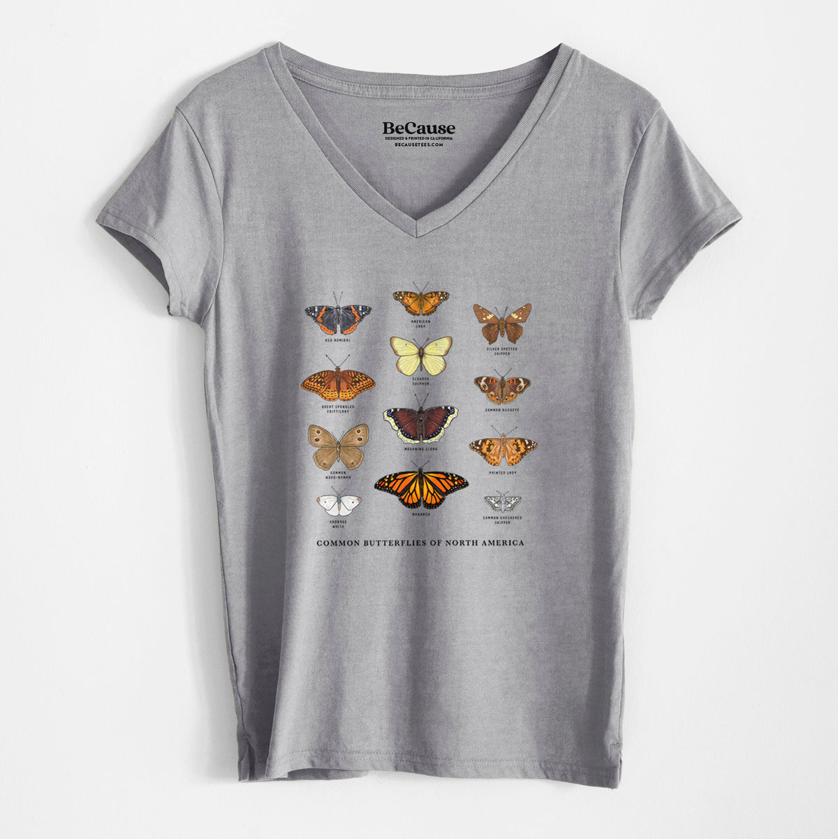 Common Butterflies of North America - Women&#39;s 100% Recycled V-neck