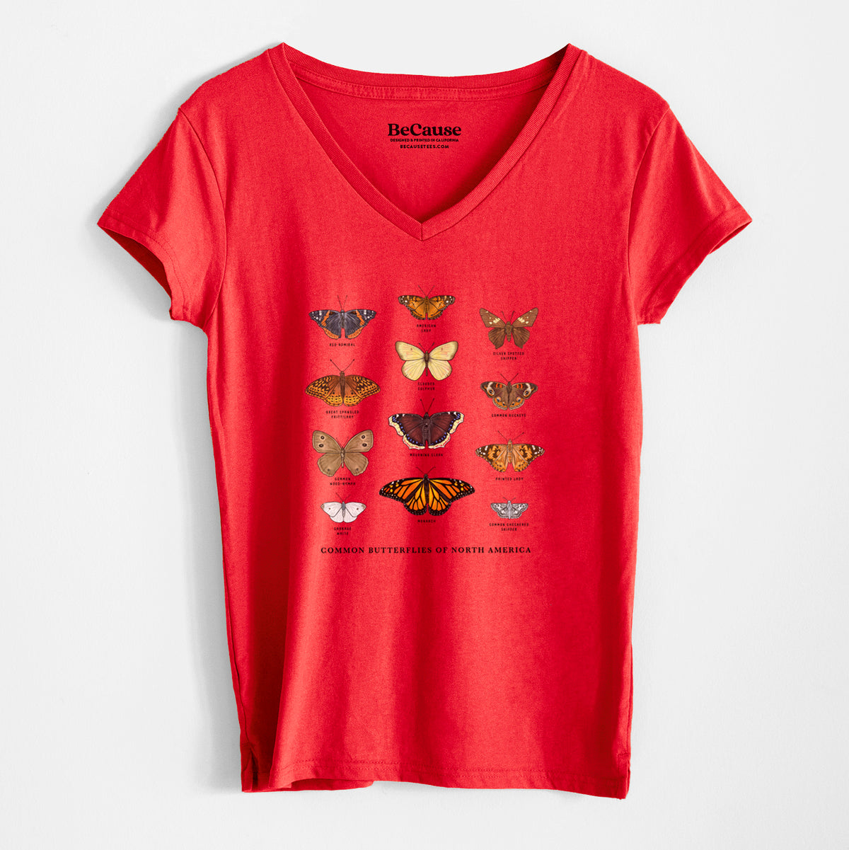 Common Butterflies of North America - Women&#39;s 100% Recycled V-neck