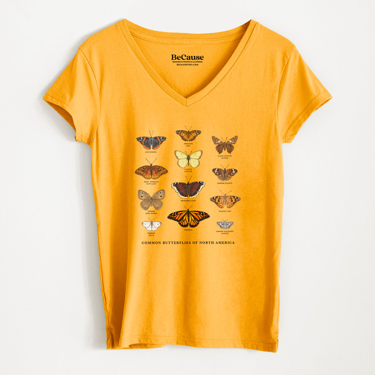 Common Butterflies of North America - Women&#39;s 100% Recycled V-neck