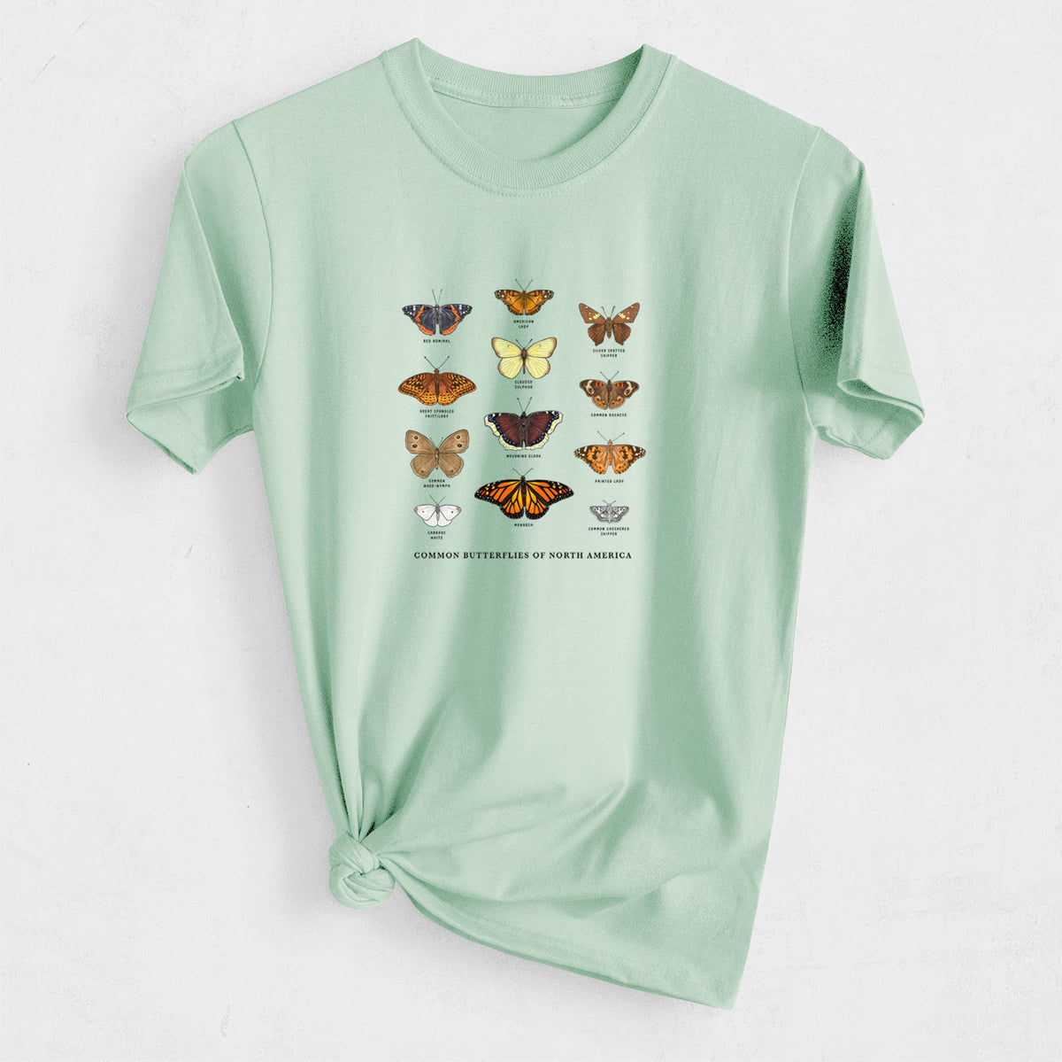 Common Butterflies of North America - Heavyweight Men&#39;s 100% Organic Cotton Tee