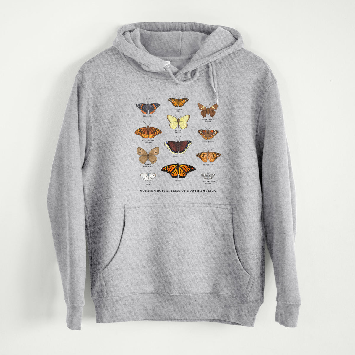 Common Butterflies of North America  - Mid-Weight Unisex Premium Blend Hoodie