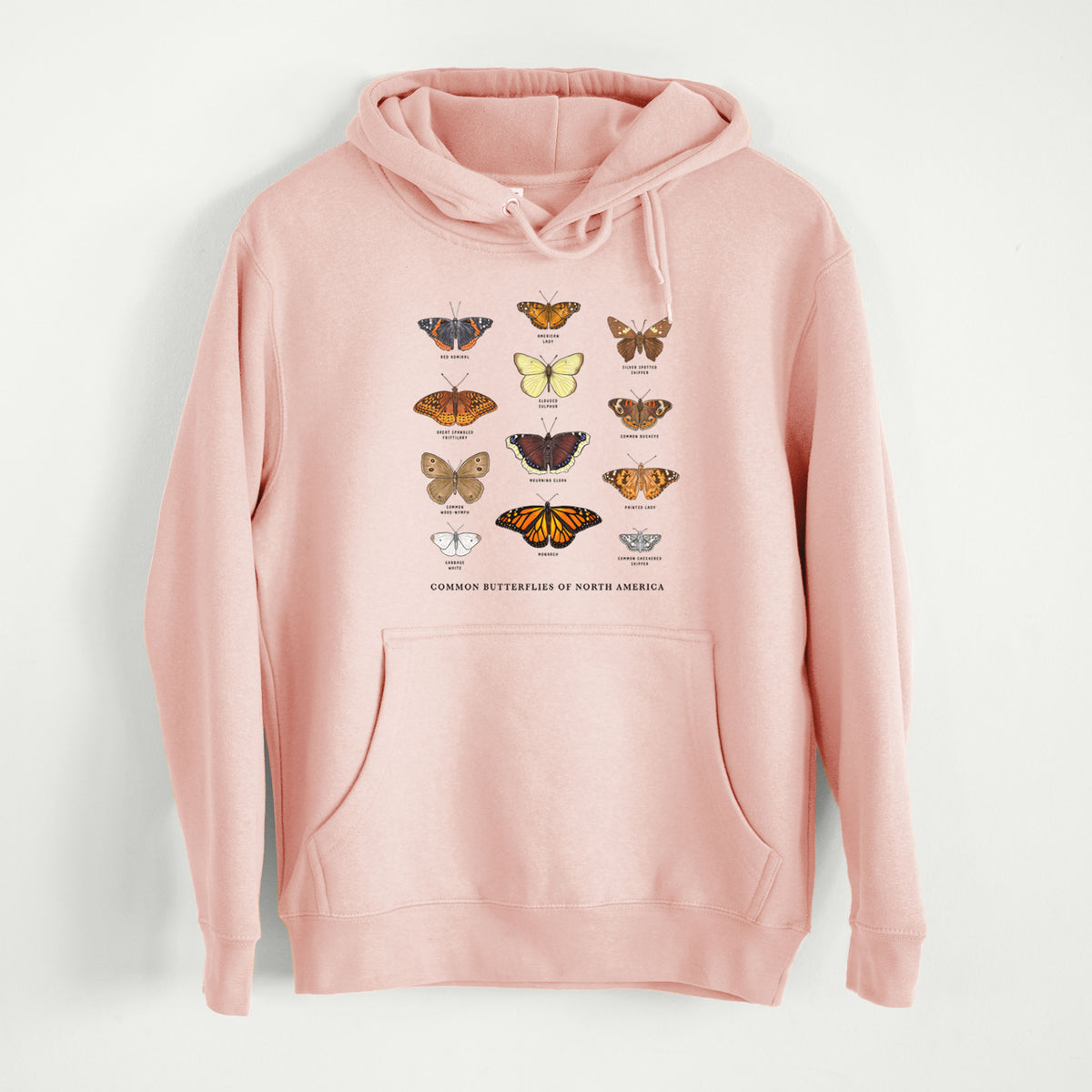 Common Butterflies of North America  - Mid-Weight Unisex Premium Blend Hoodie