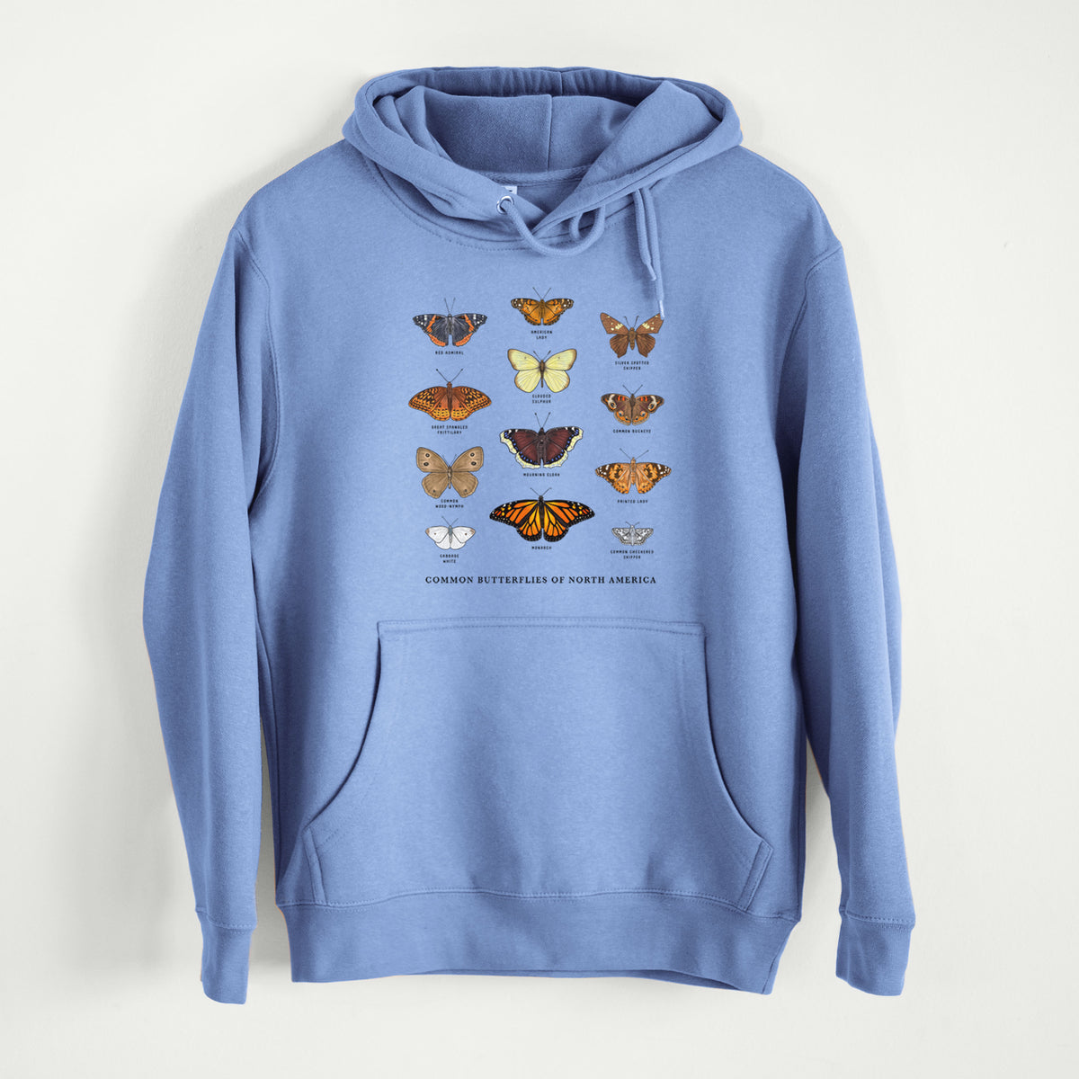 Common Butterflies of North America  - Mid-Weight Unisex Premium Blend Hoodie