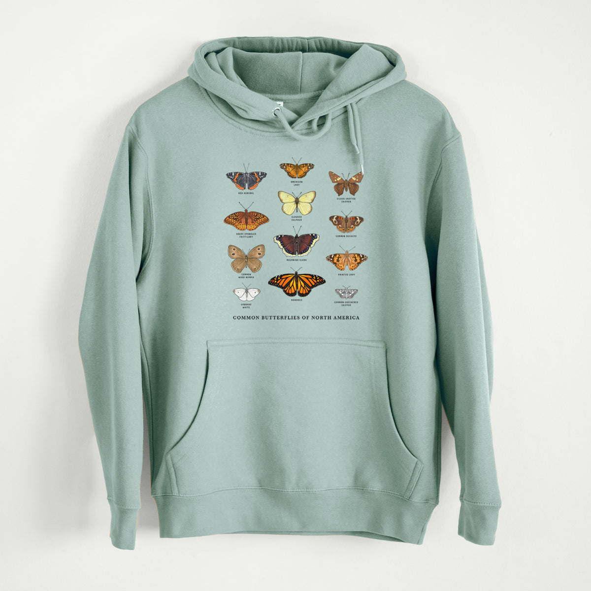 Common Butterflies of North America  - Mid-Weight Unisex Premium Blend Hoodie