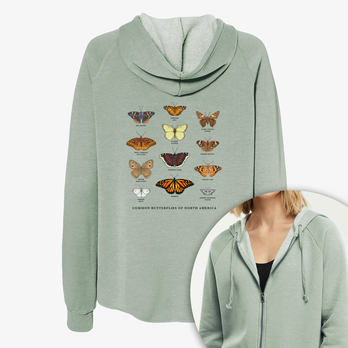 Common Butterflies of North America - Women's Cali Wave Zip-Up Sweatshirt