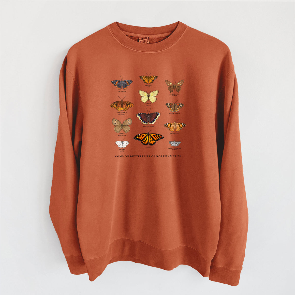 Common Butterflies of North America - Unisex Pigment Dyed Crew Sweatshirt in Amber