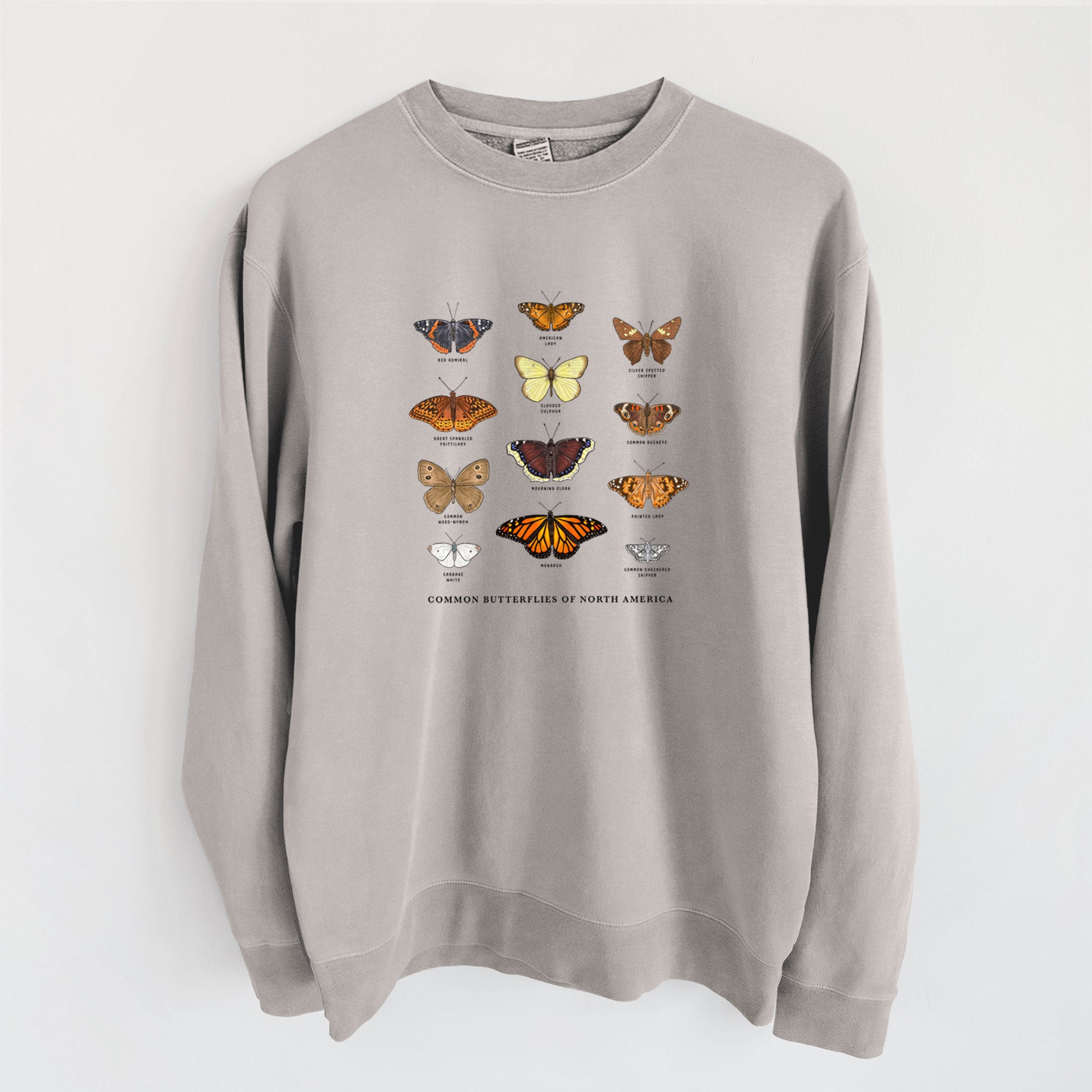Common Butterflies of North America - Unisex Pigment Dyed Crew Sweatshirt
