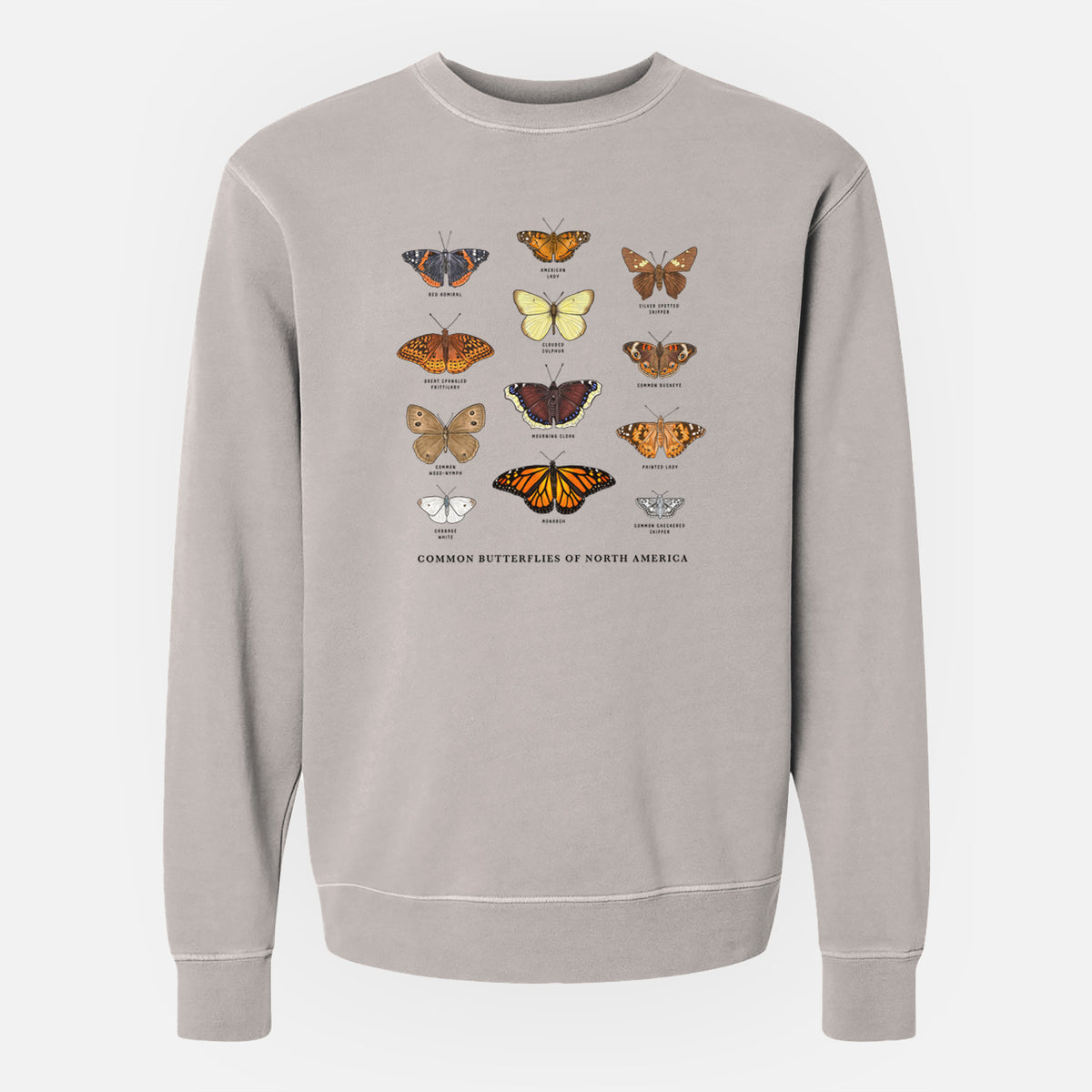 Common Butterflies of North America - Unisex Pigment Dyed Crew Sweatshirt