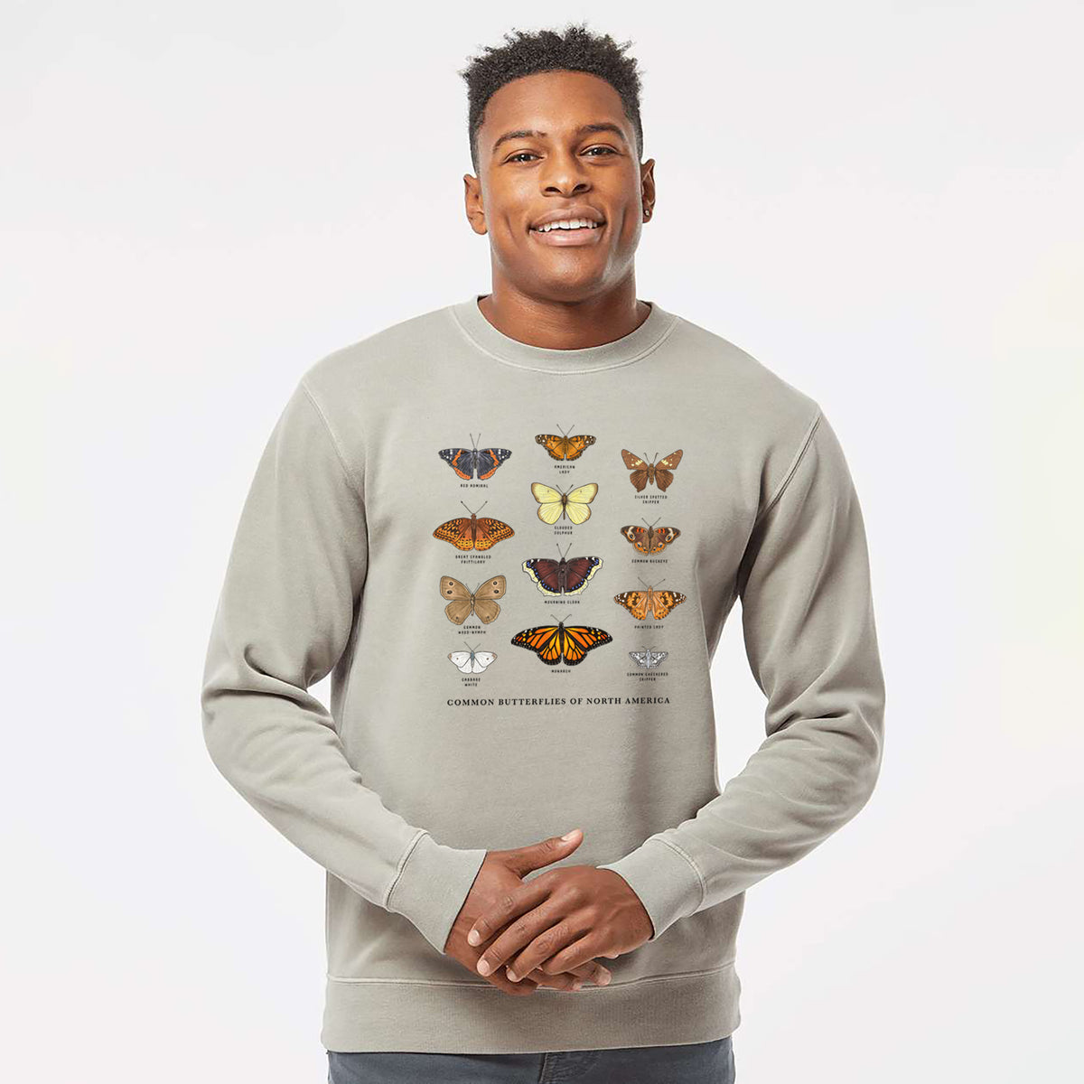 Common Butterflies of North America - Unisex Pigment Dyed Crew Sweatshirt