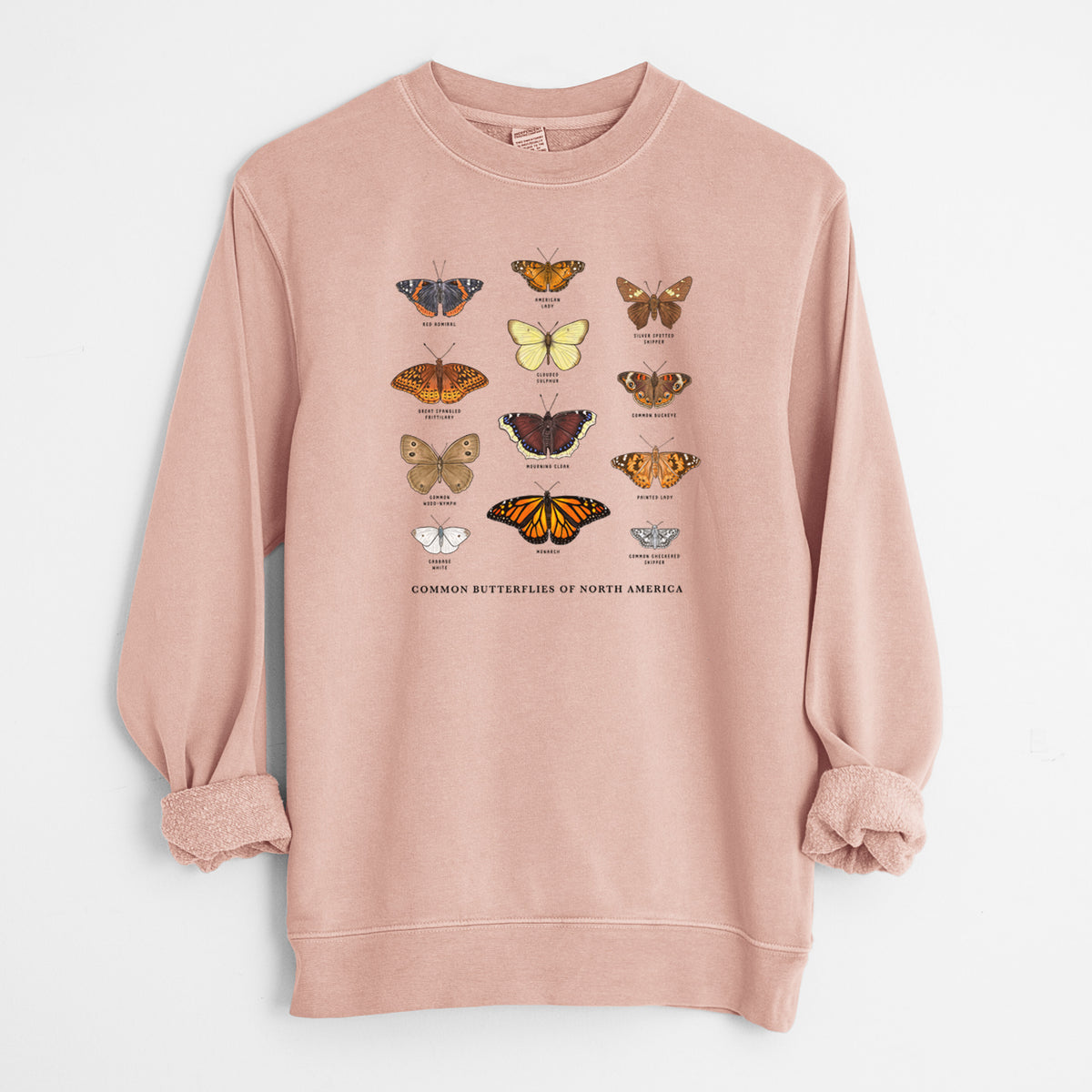 Common Butterflies of North America - Unisex Pigment Dyed Crew Sweatshirt