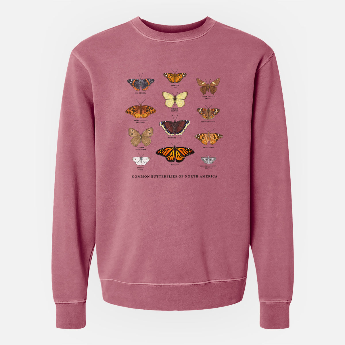 Common Butterflies of North America - Unisex Pigment Dyed Crew Sweatshirt