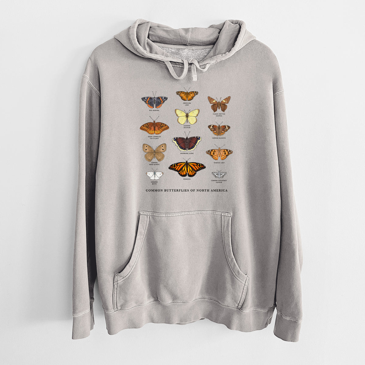 Common Butterflies of North America - Unisex Pigment Dyed Hoodie