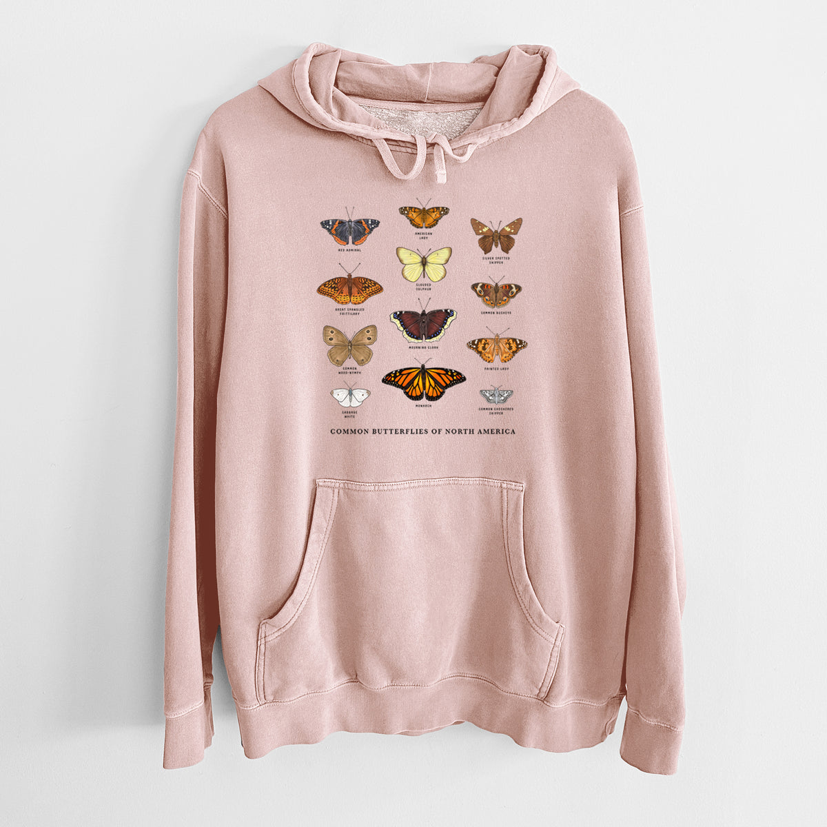 Common Butterflies of North America - Unisex Pigment Dyed Hoodie