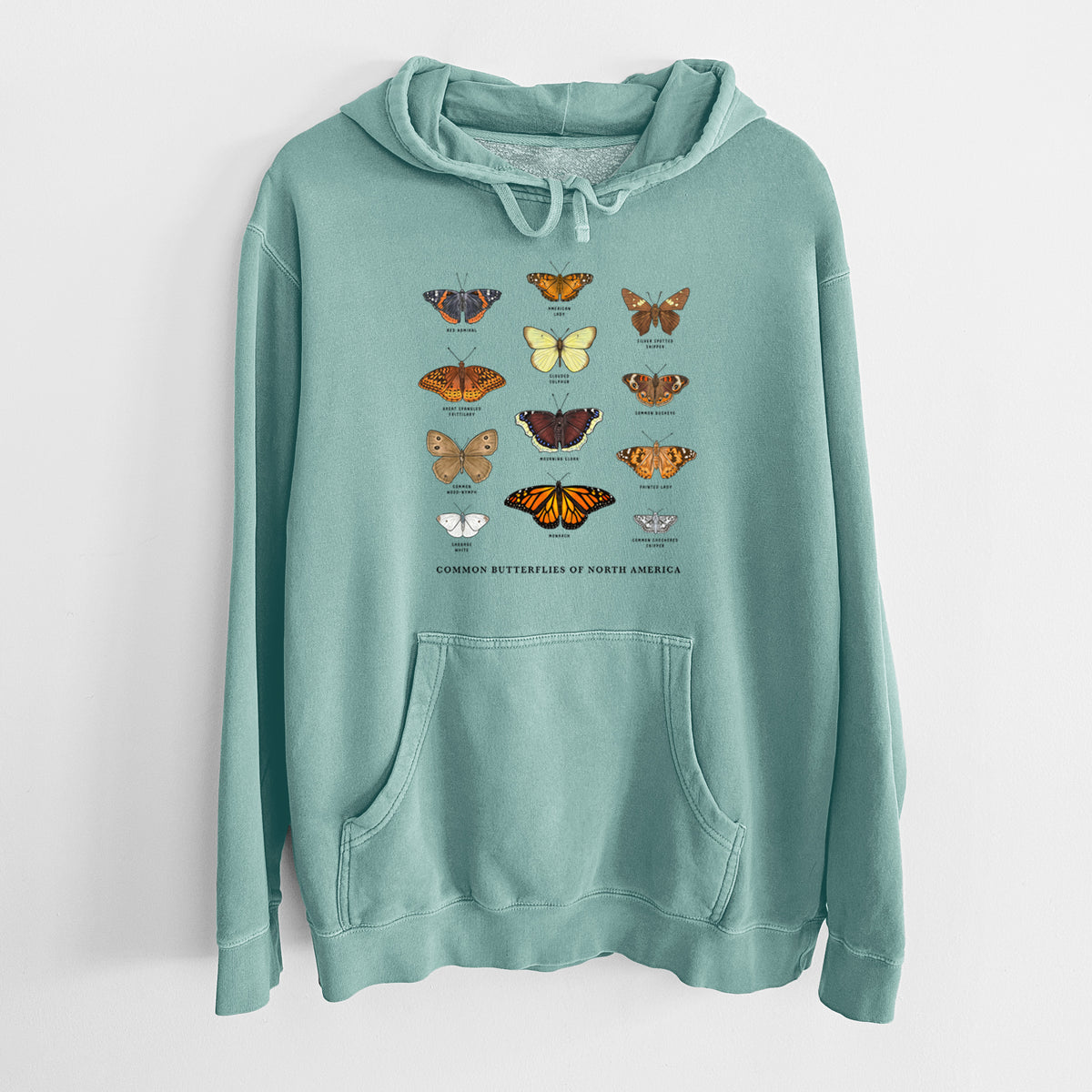 Common Butterflies of North America - Unisex Pigment Dyed Hoodie