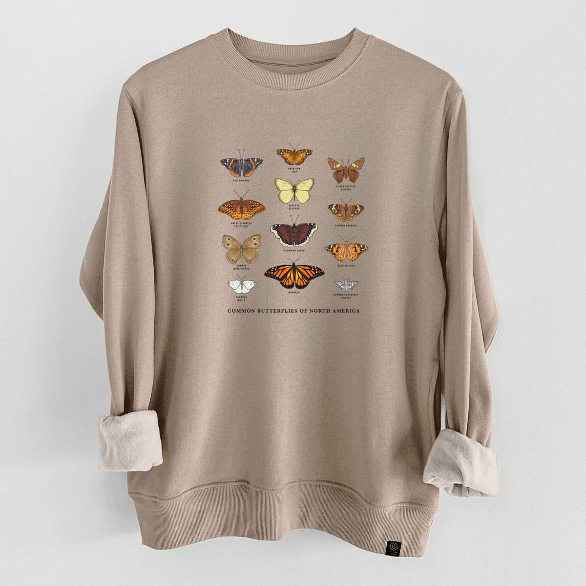 Common Butterflies of North America  - Unisex Reclaimed Crewneck Sweatshirt