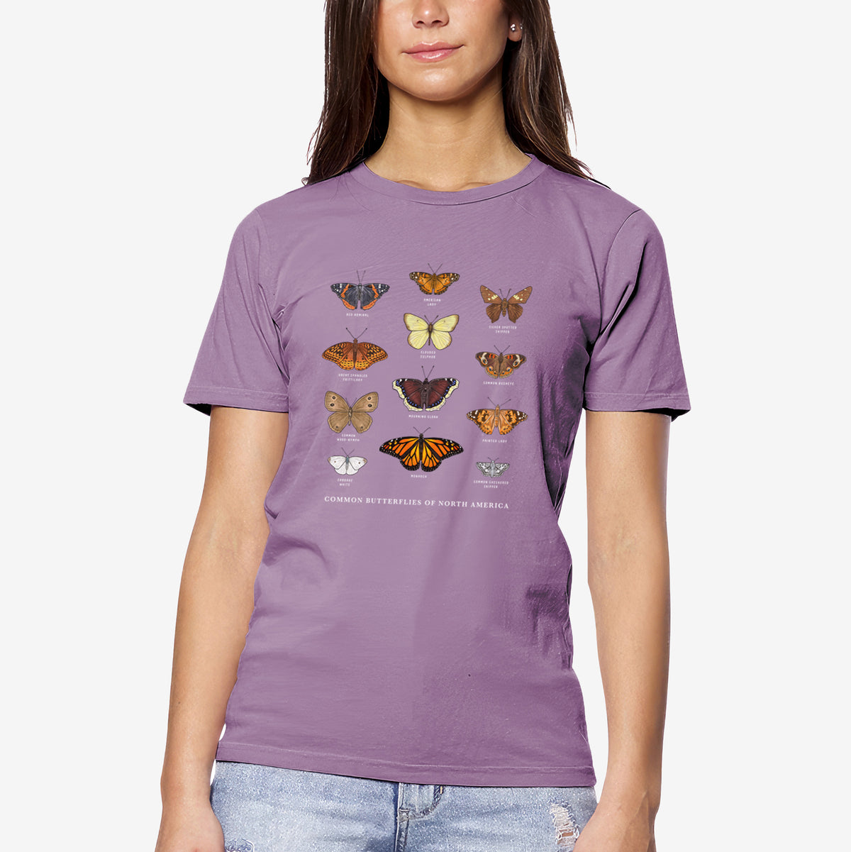 Common Butterflies of North America - Unisex Crewneck - Made in USA - 100% Organic Cotton