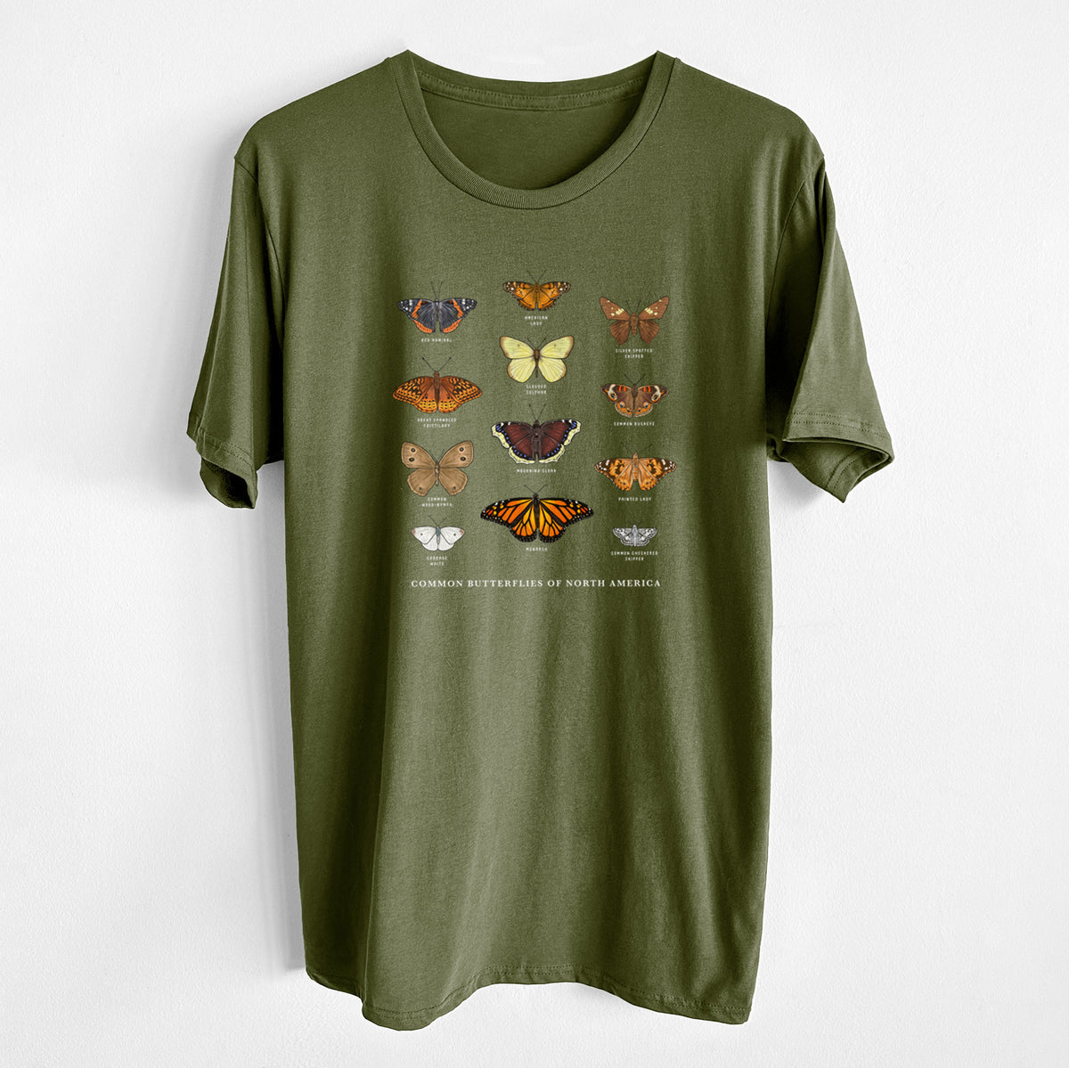 Common Butterflies of North America - Unisex Crewneck - Made in USA - 100% Organic Cotton