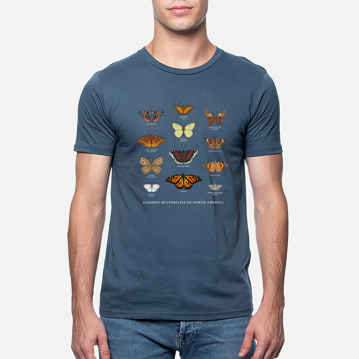 Common Butterflies of North America - Unisex Crewneck - Made in USA - 100% Organic Cotton