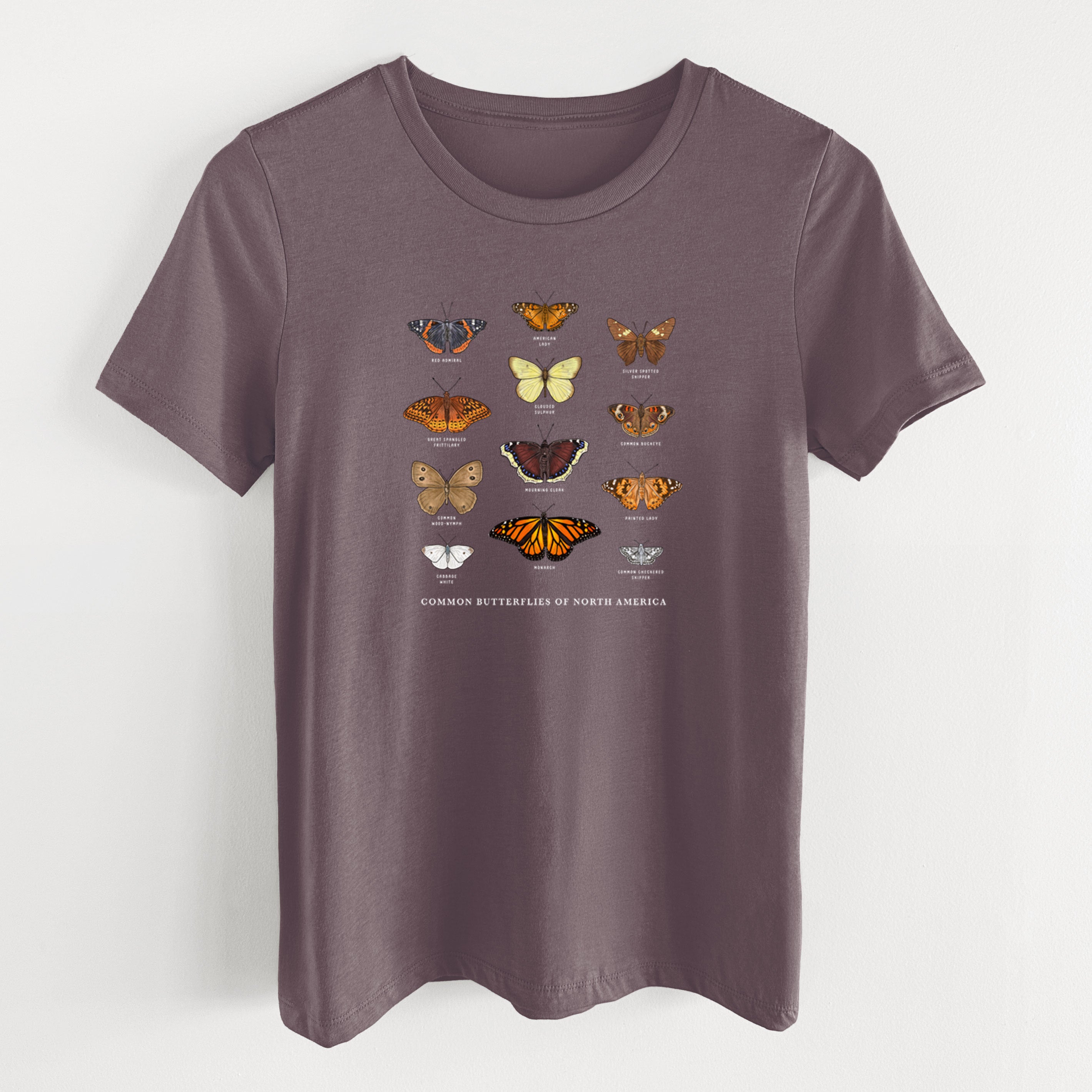 Common Butterflies of North America - Women's Lightweight Relaxed Fit 100% Cotton Crewneck