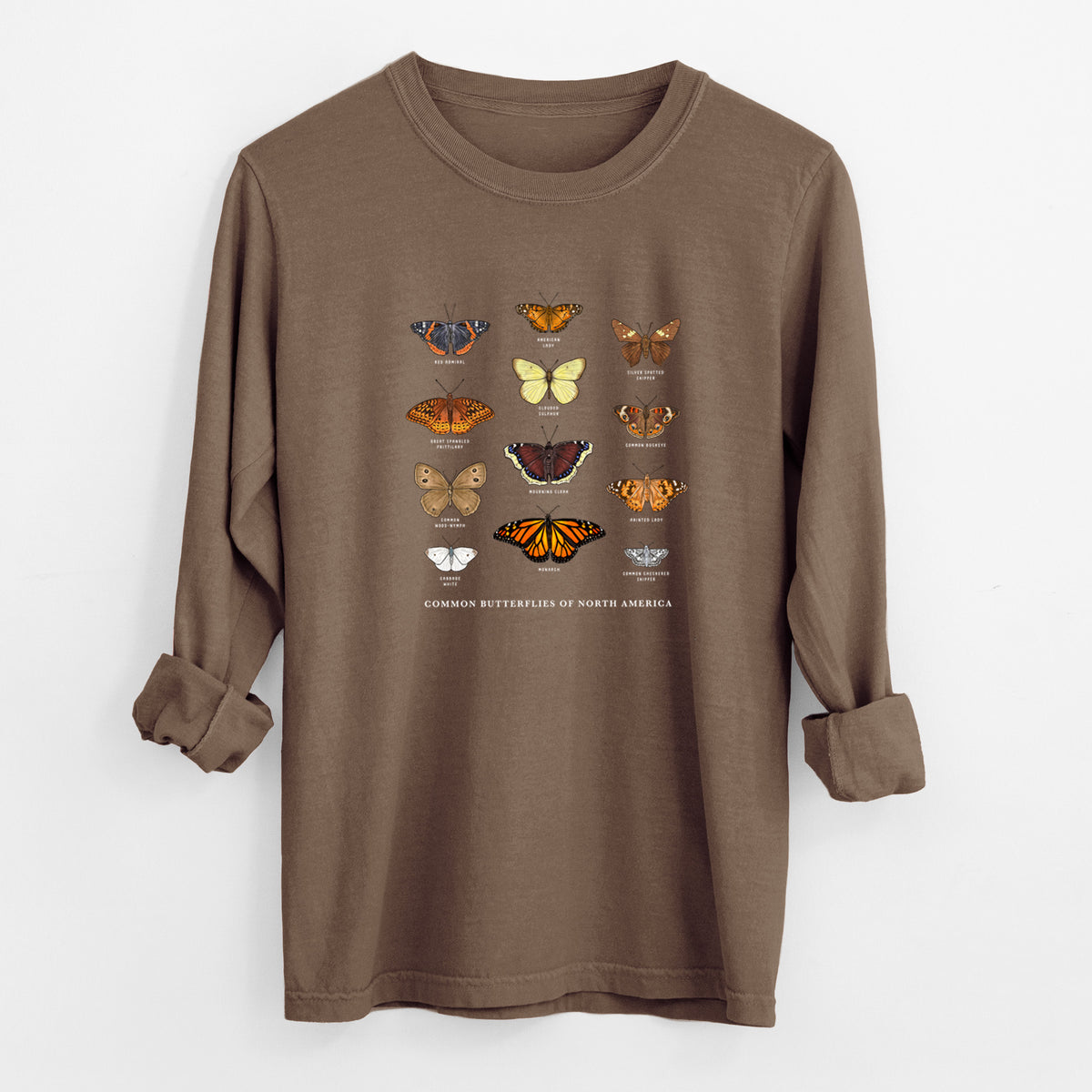 Common Butterflies of North America - Unisex Comfort Colors 100% Cotton Long Sleeve