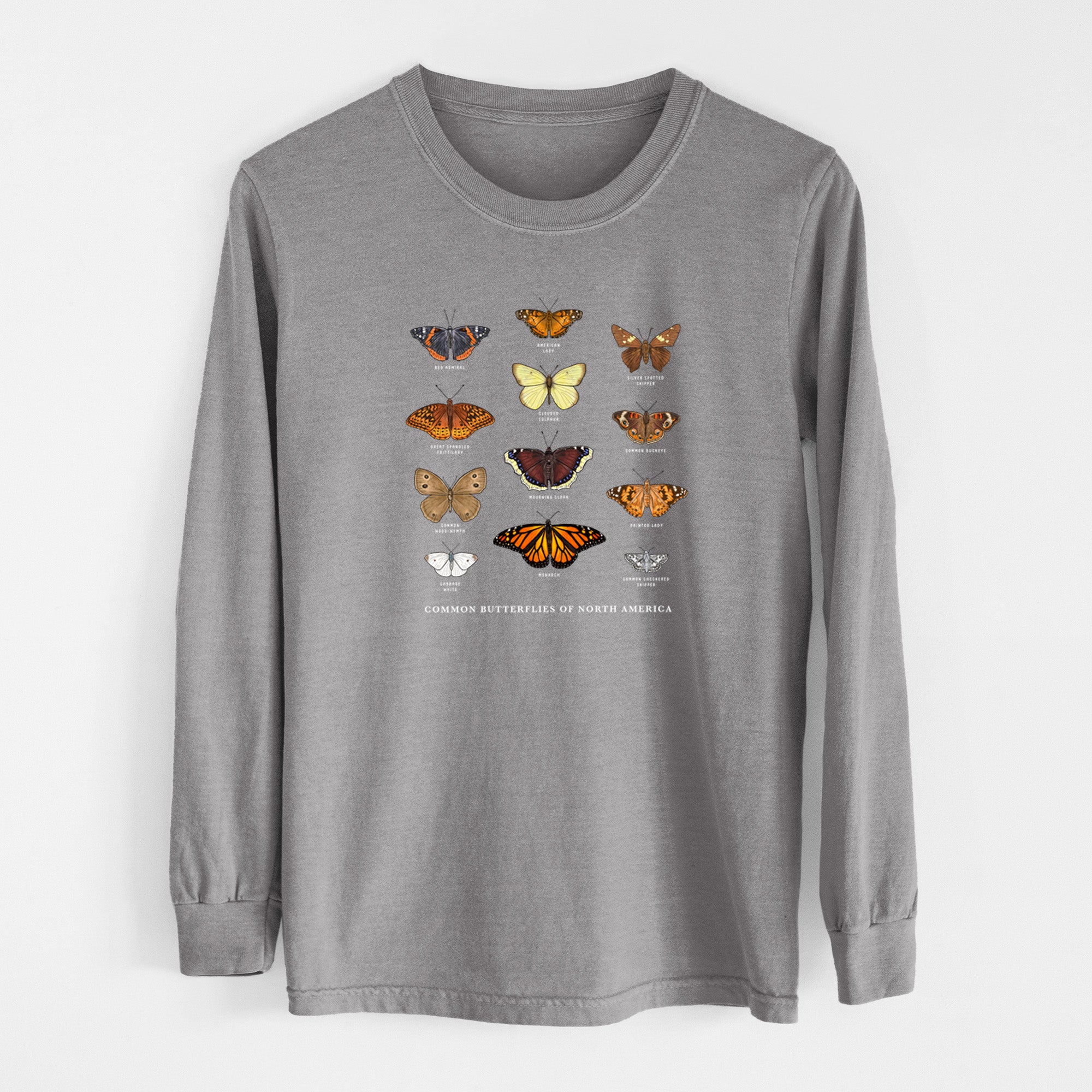 Common Butterflies of North America - Unisex Comfort Colors 100% Cotton Long Sleeve